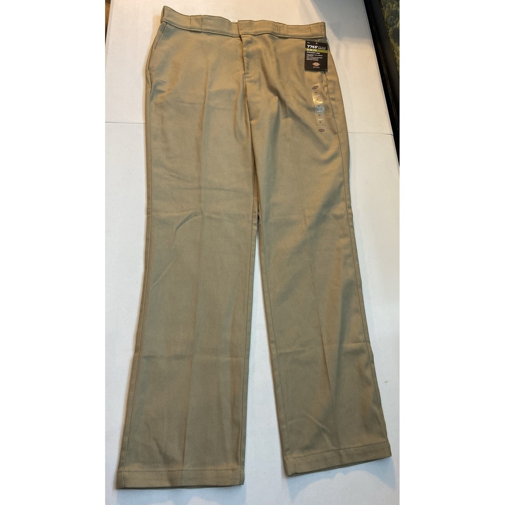 Dickies 776F Flex Work Pants Womens Slim Fit Straight Leg Beige Khaki Size 14